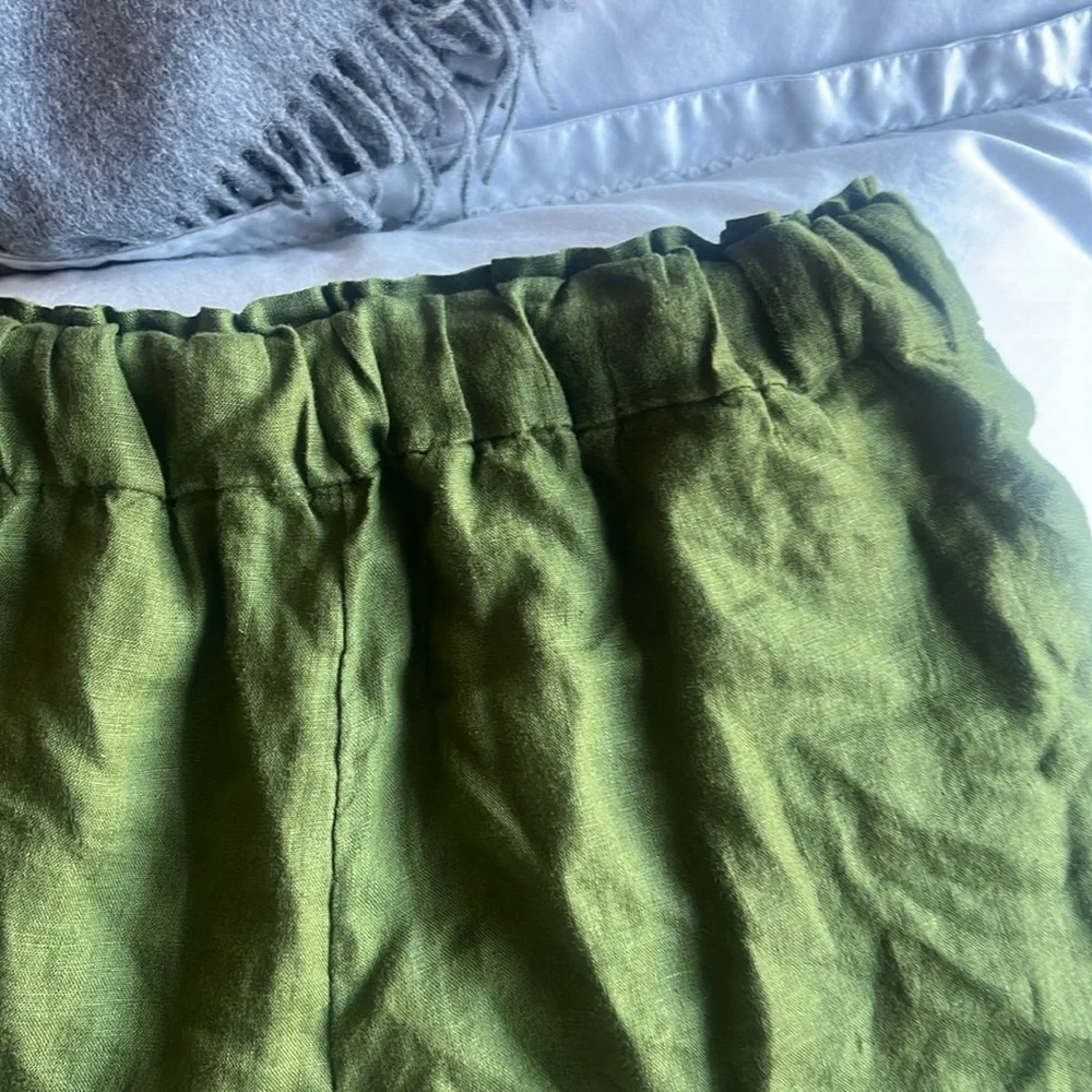 J. Crew XS High Waist Green Women's Linen Shorts - Picture 5 of 6